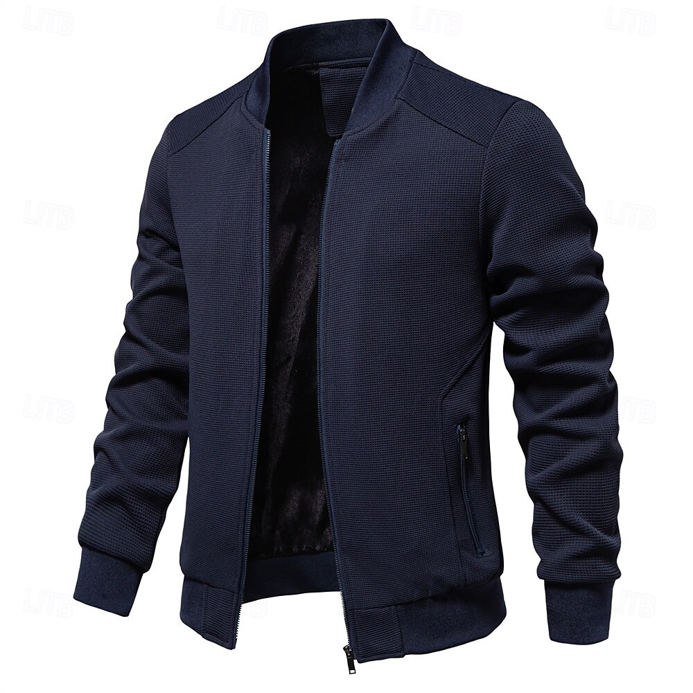 Hombre Chaqueta tipo gofre Chaqueta casual Casual Diario Sexy Primavera & Otoño Color sólido/liso Casual Cuello Mao Regular Albaricoque Negro Verde Claro Caqui Verde Ejército Chaquetas 2025 - $74.99 –P14