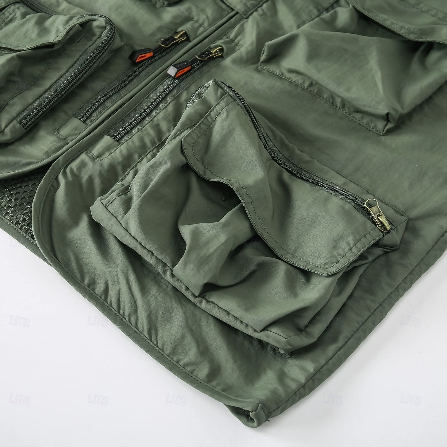 2026年 男性用 ベスト チョッキ ジレ フィッシングベスト ハイキング ベスト スポーツ・アウトドア フィッシング 写真撮影 キャンピング＆ハイキング カジュアル 秋 冬 メッシュ サイドポケット 速乾性 二重構造 ポリエステル ミリタリー 実践的 取り外し可能 グラフィック イーグル ノーカラー レギュラー カーキ色 アーミーグリーン ベスト  コレクション – $45.99 –P8