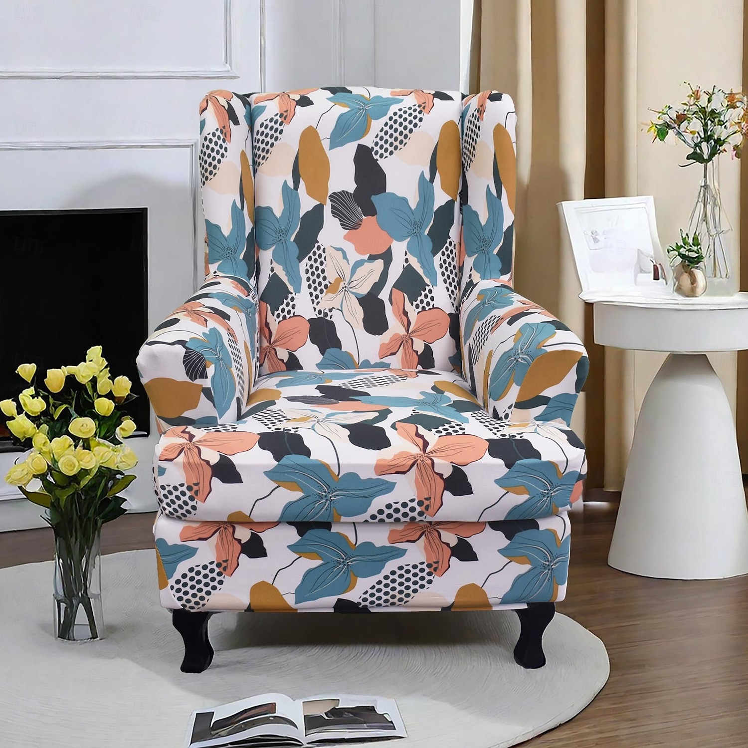 fodera per poltrona con schienale alto floreale, elegante ed elastica, protezione per mobili resistente, perfetta per aggiungere un tocco di eleganza all'arredamento della tua casa del 2025 a $47.99 –P1