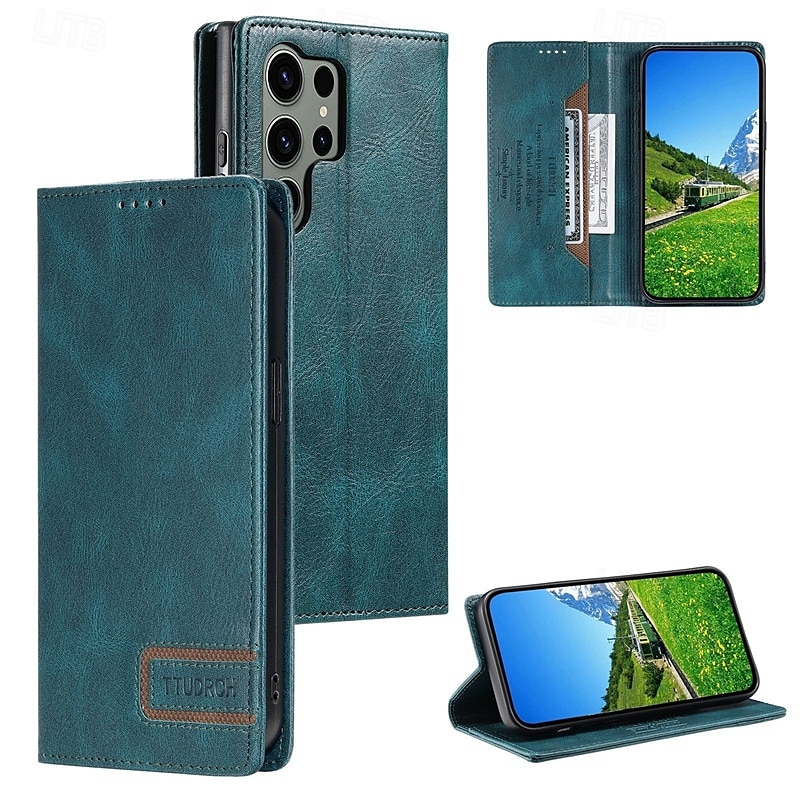 téléphone Coque Pour S23 S23 Ultra S23 Plus S22 S22 Plus Ultra S22 Ultra S22 Ultra Plus FE S22 Plus S21 FE A54 A34 A14 Coque Arriere Avec Support Fente pour carte Antichoc Rétro TPU faux cuir de 2025 ? $16.99 –P4