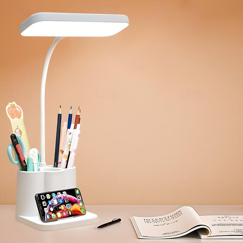 lámpara de escritorio led lámpara de estudio flexible con portalápices lámpara de escritorio led con soporte táctil regulable led lámpara de escritorio lámpara de lectura creativa inteligente 2025 - $28.99 –P3
