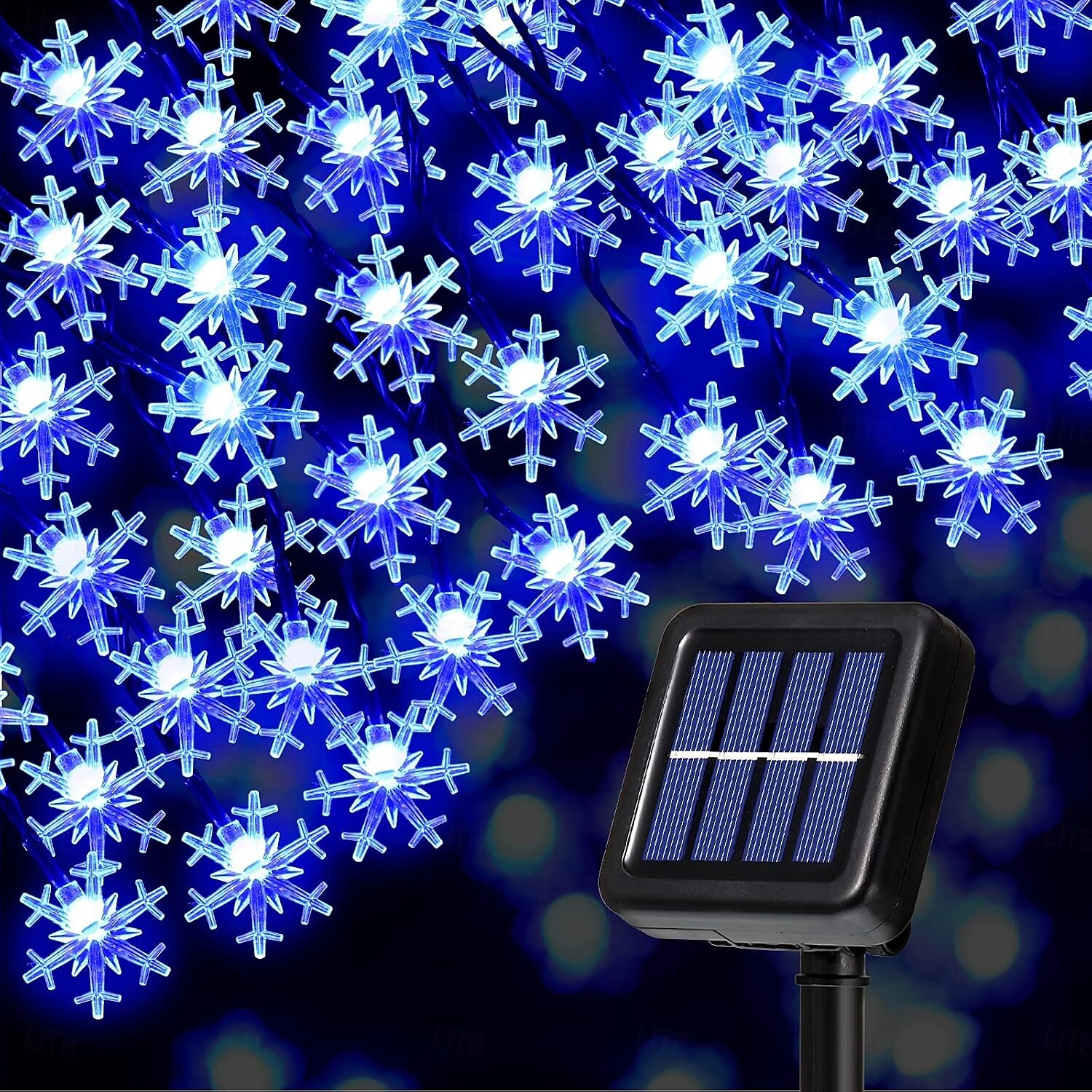 solární led vánoční vločka vodotěsná víla řetězová světla 30/50/100 led 8 režimů osvětlení venkovní dvorek zahrada dovolená zahrada svatba novoroční párty venkovní vnitřní dekorace 2025 - $13.99 –P4