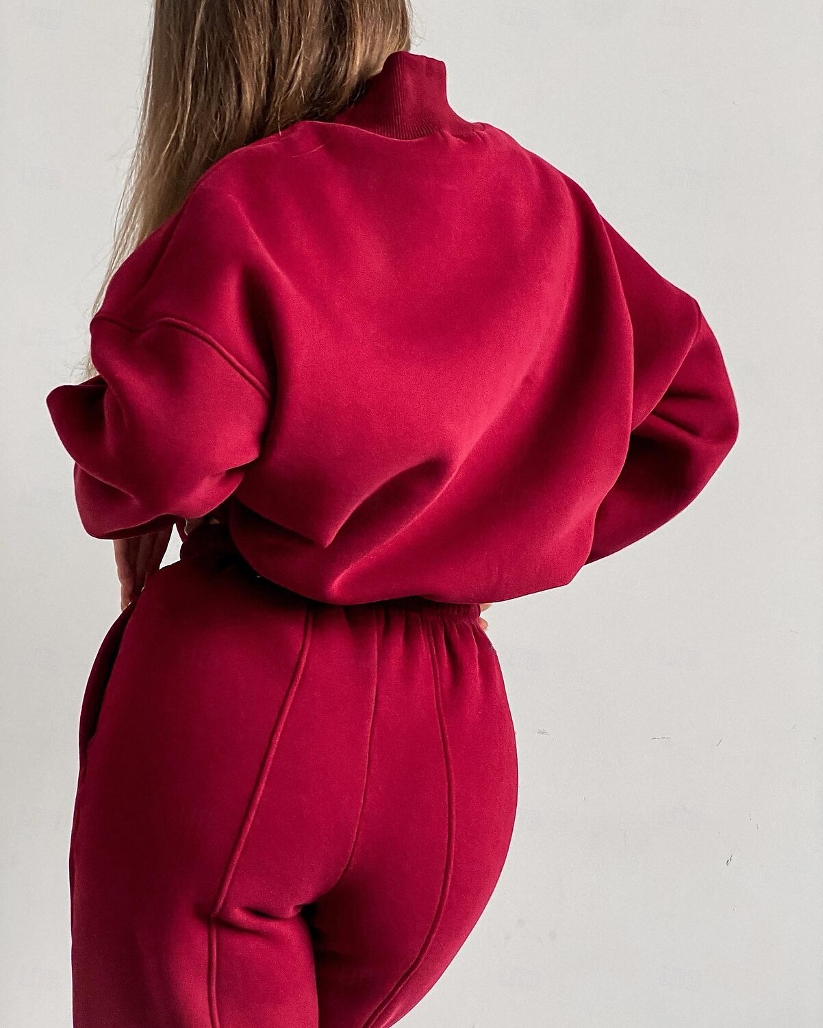 Per donna Caldo Felpa Sherpa Pantaloni in pile Pantaloni maglione Set Manica lunga Girocollo Tinta unica Alfabetico Esterno Nero Rosso Marrone chiaro Primavera Oversize del 2025 a $28.99 –P2