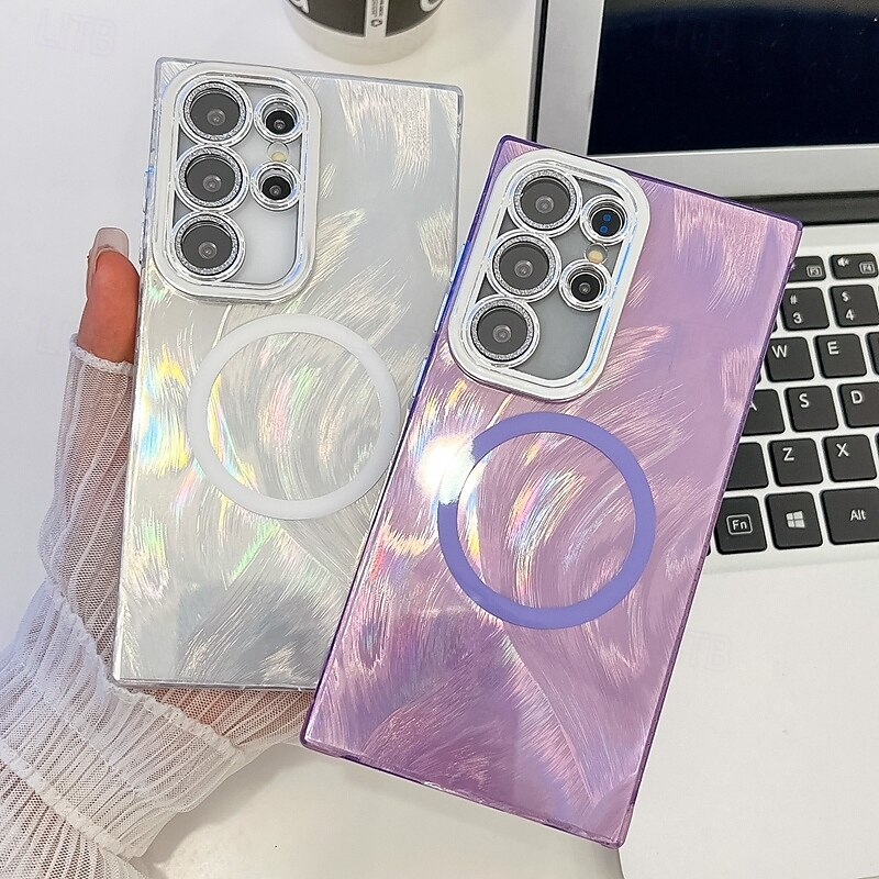 телефон Кейс для Назначение S24 Ultra S24 Plus S24 ФЭ S23 Ultra А55 А35 А25 А15 5Г A54 S25 Ультра Кейс на заднюю панель Магнитный Поддержка беспроводной зарядки Защита от удара Ретро Покрытие 2025 - $15.99 –P4
