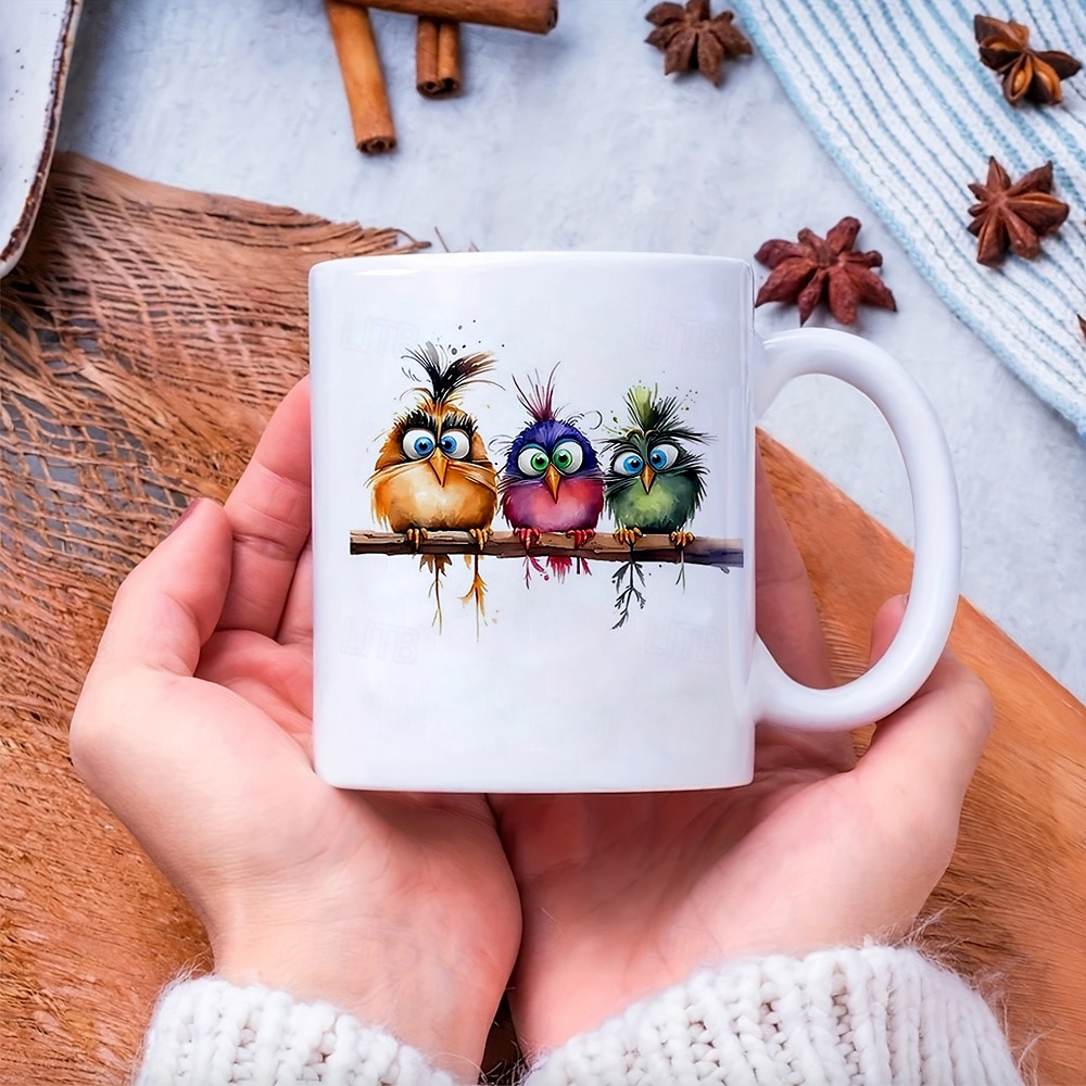 ptáček hrnek na kávu 11oz keramický hrnek vtipný hrnek vtipný hrnek na kávu pro rodinu/přátele/sestru/kolegyni novinka hrnek na kávu léto zima nádobí na párty/dárek k narozeninám 2025 - $15.49 –P2