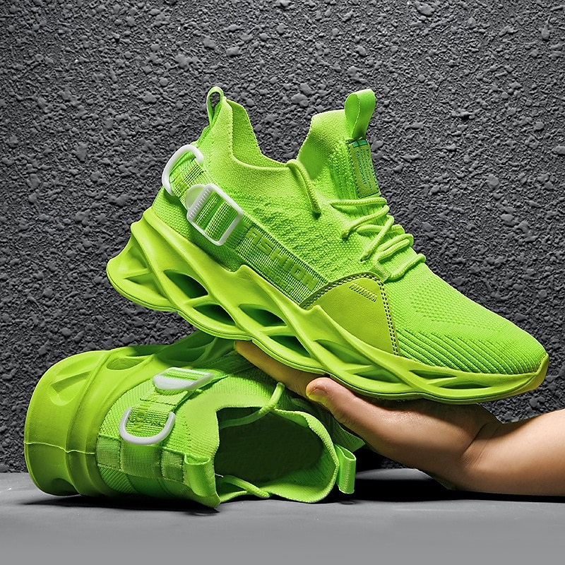 scarpe da ginnastica sportive da uomo in Flyknit verde neon - scarpe da corsa leggere e traspiranti con un design unico della suola del 2025 a $42.99 –P1