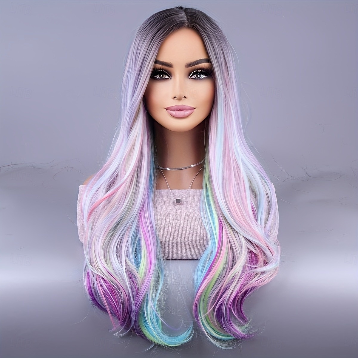 Peluca larga y ondulada con rizos, resistente al calor, con gorro de red rosa, cabello sintético natural rizado para cosplay diario, peluca con temática atrevida 2025 - $19.49 –P1