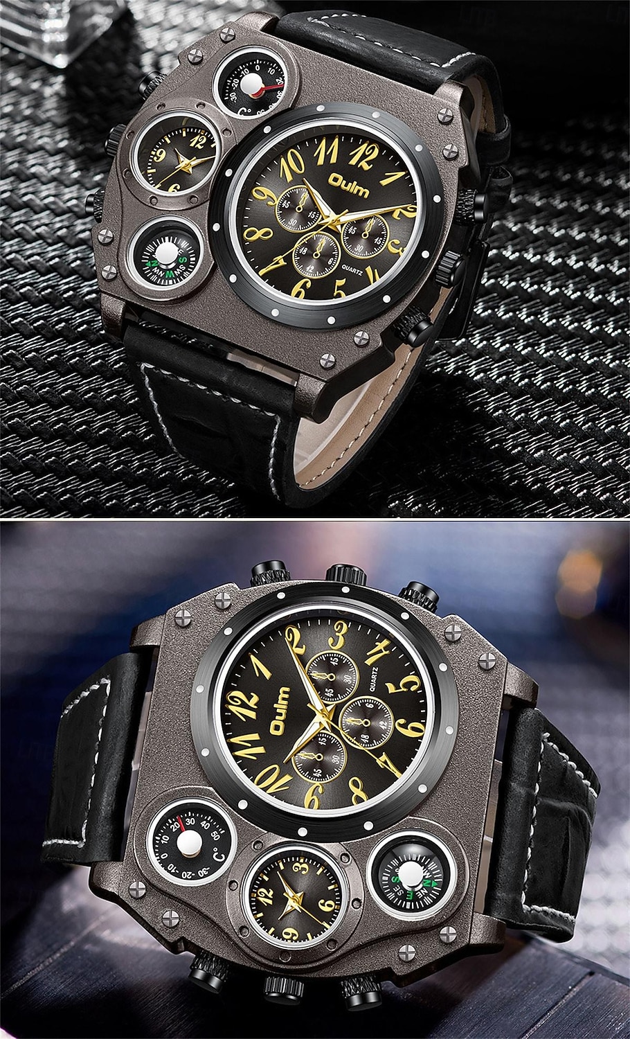 Large Dial Men Watches Luxury Brand Male Quartz Watch Big Size Men's Two Time Zone Leather Sport Wristwatches 2026 - $37.99 –P8