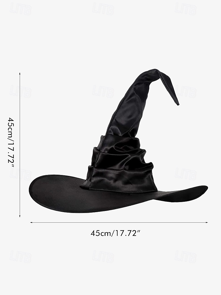 Women's Black Witch Hat with Wide Brim and Pointed Top, Halloween Costume Accessory for Parties and Cosplay 2025 - $11.99 –P4