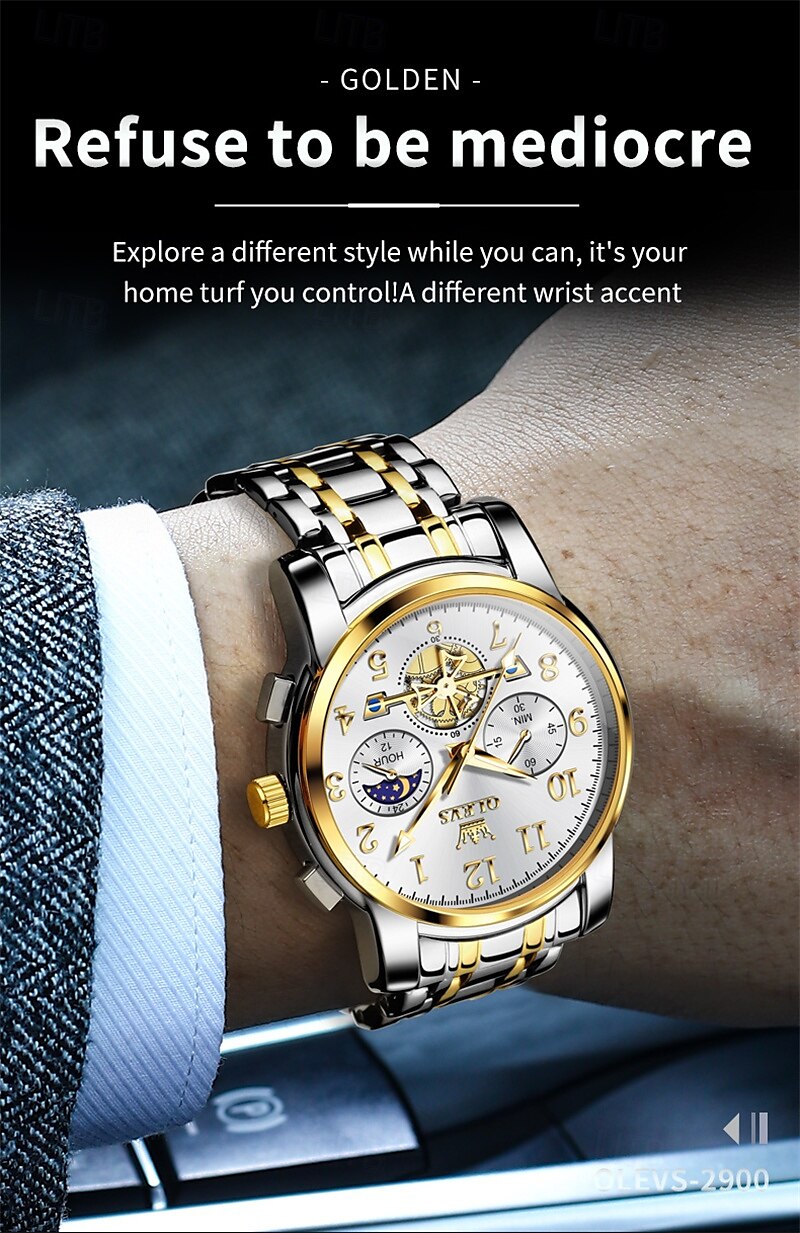 New Olevs Brand Trend Fashion Men'S Watches Luminous Chronograph Digital Scale Multifunction Waterproof Simple Quartz Watch Men'S Wristwatch 2025 - $32.99 –P12