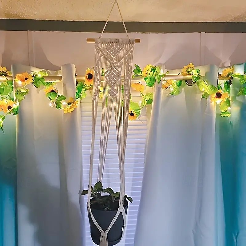 Dekor Napraforgó Indás Girland Fények Esküvői Party Ünnepi Tündér Fények Napelemes Kültéri Vízálló Rattan Levél Fényfüzérek 2.5m 30LED Pavilon Erkély Udvar Party Dekoráció 2026 - $17.99 –P2