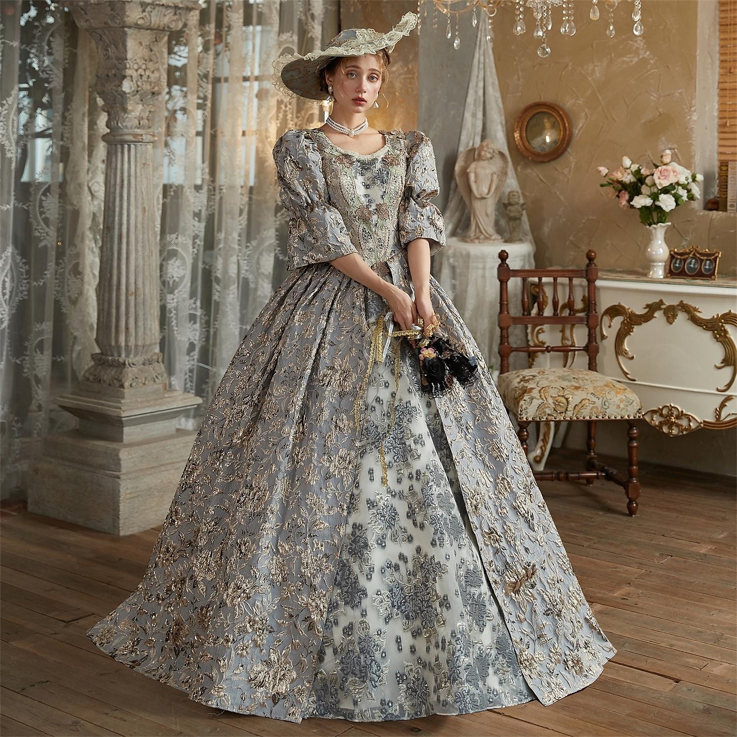 Rokoko Viktoria Tarzı Retro Šaty Cosplay Paruky Kostým na Večírek Princeznovské Shakespeare Pevná barva Plesové šaty Dámské Královský Vánoce předvečer Všech svatých Karneval Párty Večerní oslava 2025 - $251.19 –P4
