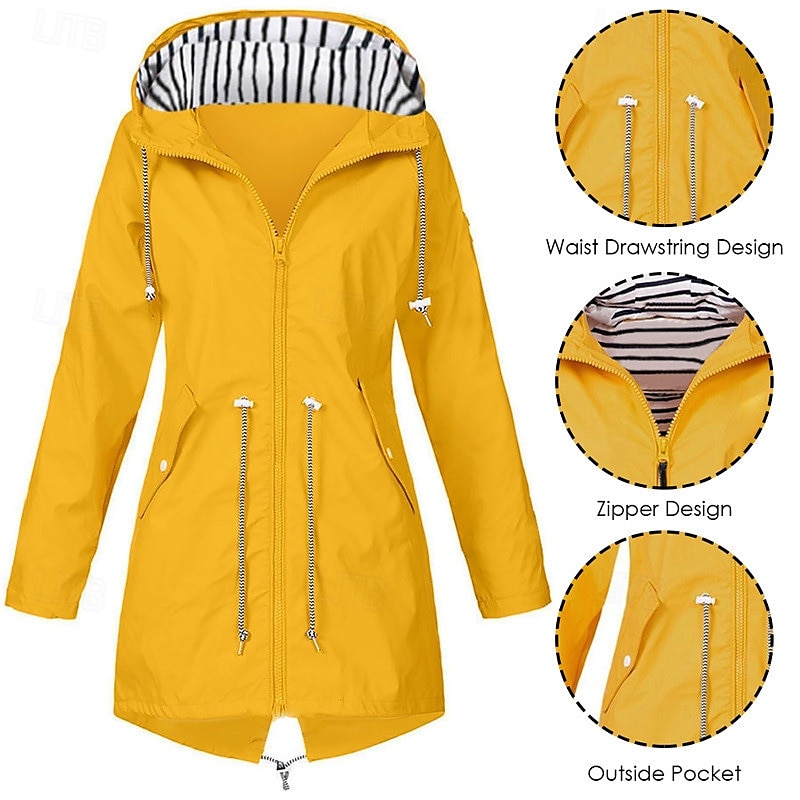 Women's Hiking Jacket Winter Outdoor Waterproof Windproof Multi-Pockets Front Zipper Lightweight Jacket Full Zip Camping / Hiking / Caving Winter Sports Black Yellow Pink Red Dark Navy 2025 - $29.99 –P2