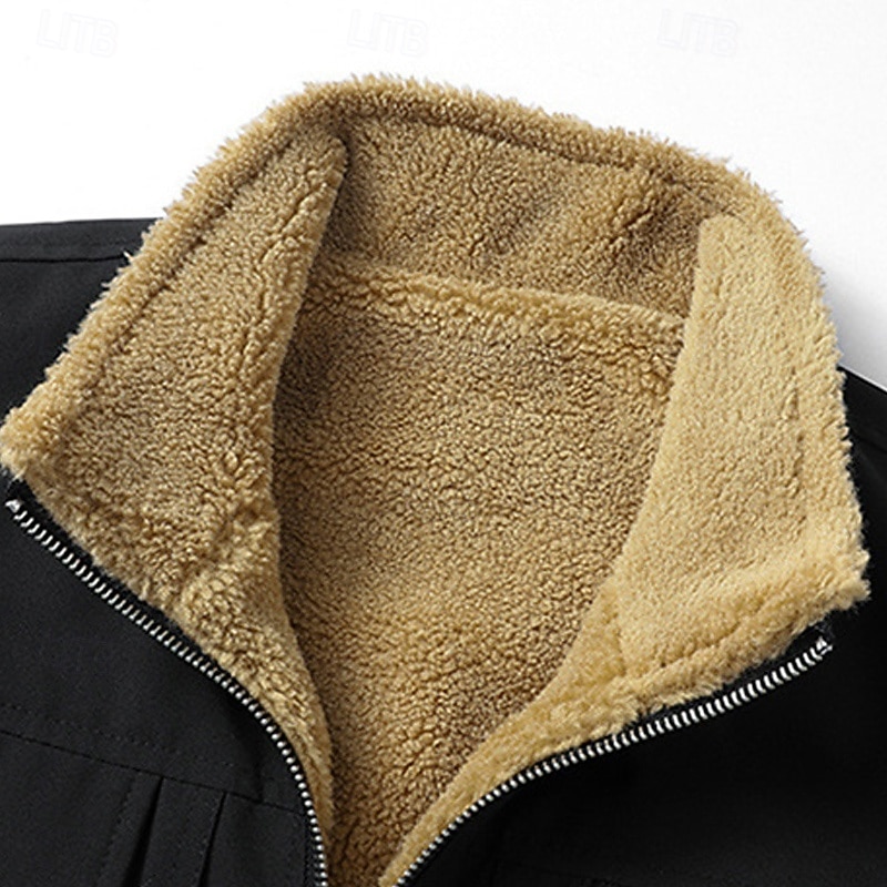 Herr Fleeceväst Väst Gilet Dagligen Datum Semester Mode Ledigt Höst vinter Ficka Polyester Håller värmen Bekväm Slät Dragkedja Hög krage Normal Svart Gul Kaki Mörkgrå Väst 2025 - $45.99 –P7