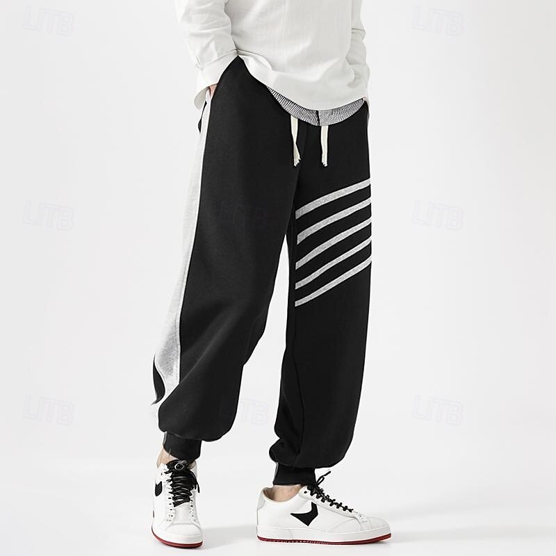 Homens Calças Esportivas Corredor Calças Calça casual Patchwork Com Cordão Cintura elástica Tecido Conforto Quente Comprimento total Ao ar livre Casual Diário Esportes Moda Preto Cinzento de 2025 por $25.99 –P1
