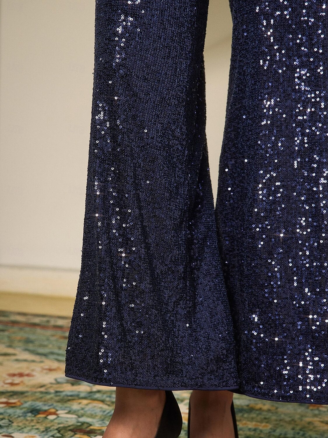 Femme Pantalon à paillettes Toute la longueur Elégant Fête / Soirée Noir bleu marine Printemps & Automne S M L de 2025 ? $52.99 –P3