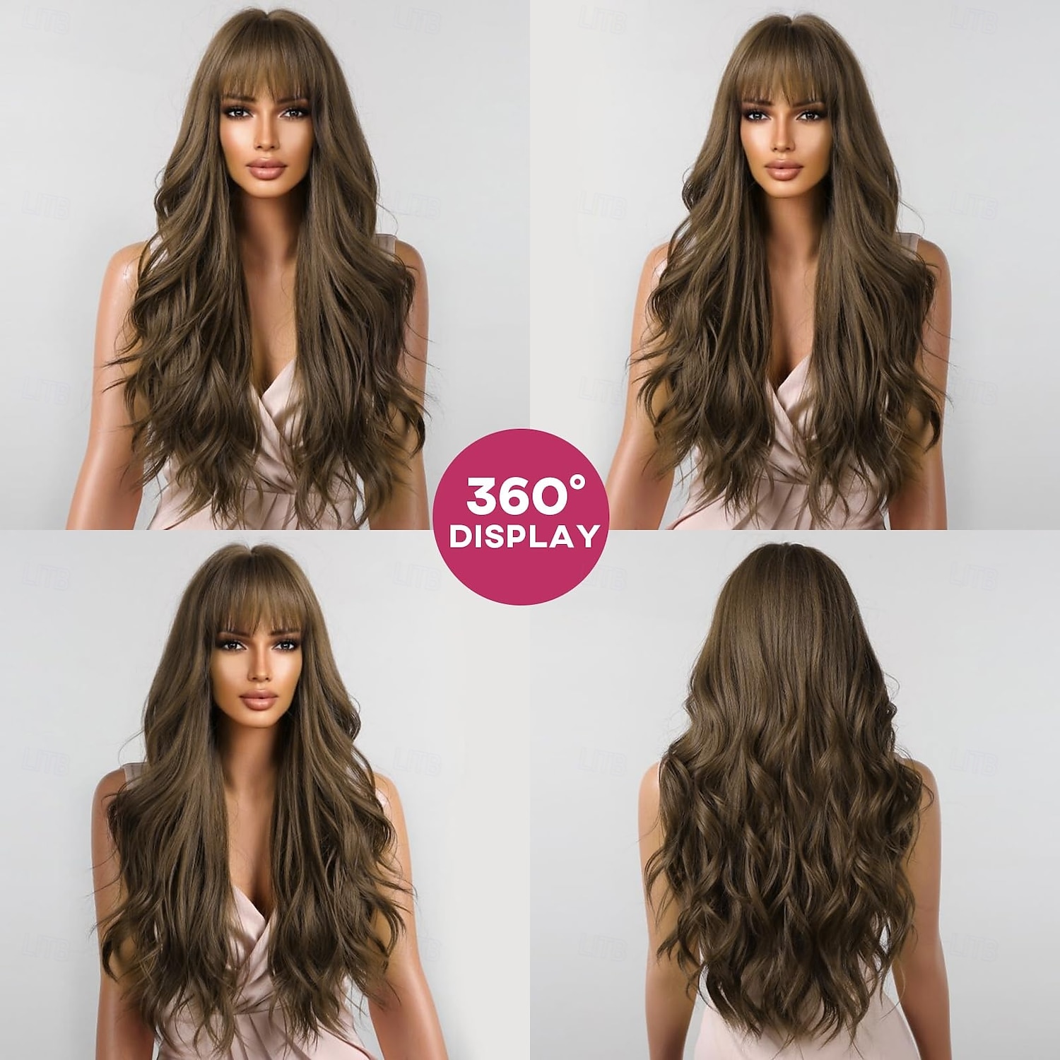 Long Wig with Bangs Wavy Wigs for Women Synthetic Hair Wig for Daily Party Use 2025 - $19.99 –P10
