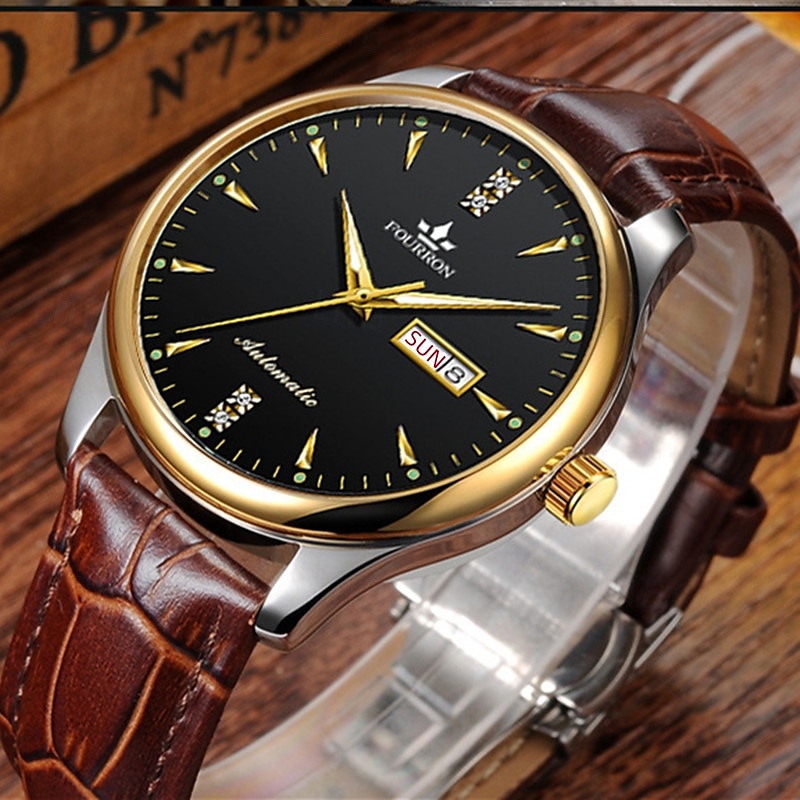 Hombre Relojes de cuarzo minimalista Deportes Reloj Casual Negocios Luminoso Calendario Fecha Semana IMPERMEABLE Piel Reloj 2025 - $27.99 –P2