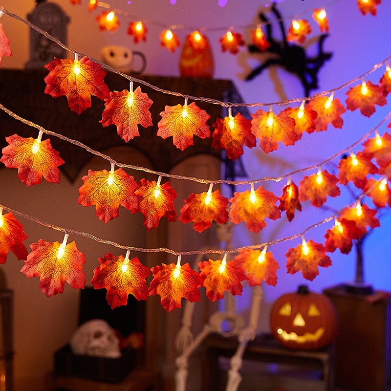سلسلة أضواء ثلاثية الأبعاد تعمل بالطاقة الشمسية على شكل أوراق القيقب اليقطينية بطول 6.5 متر و30 مصباح LED خارجي مقاوم للماء لحديقة الخريف وعيد الشكر وعيد الميلاد وحفلات الزفاف والعطلات وفناء المنزل 2025 - $17.49 –P4