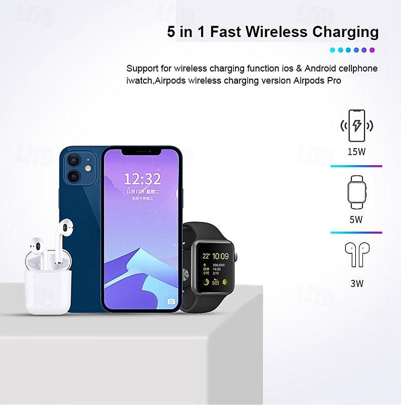Wireless Charger 15 W Output Power Wireless Charging Station CE Certified Fast Wireless Charging MagSafe Magnetic For Apple Watch iPhone 14/13/12/11 Pro Max Apple Watch Series SE / 6/5/4/3/2/1 2025 - $47.99 –P2