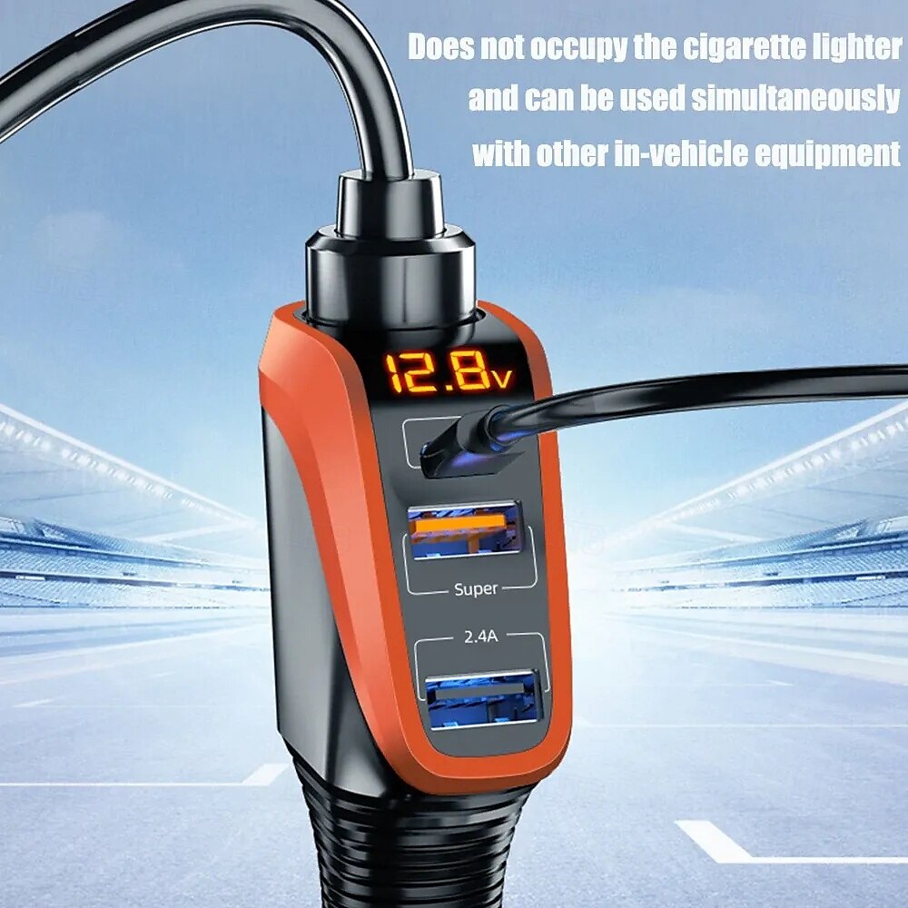 Incarcator bricheta auto 12/24v incarcare rapida universala 66w qc3.0 usb pd20w tip c adaptor priza de alimentare 4in1 cu display lcd pentru sofer rtv suv mpv 2025 - $31.99 –P4