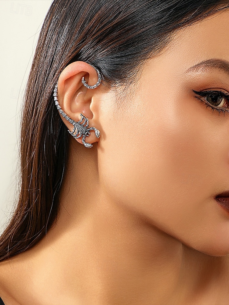 edgy scorpion ear cuff – clip-on øredobber i gotisk punkstil for kvinner og menn, halloween og kostymesmykker 2025 - $8.99 –P3