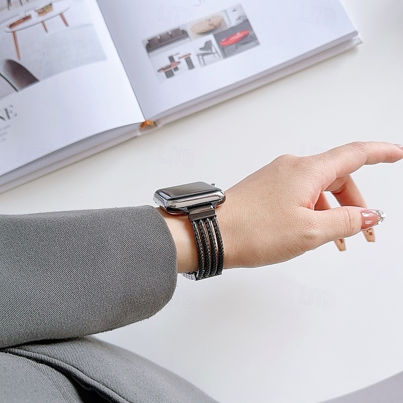 Solo Loop Συμβατό με Ζάντα ρολογιού Apple Watch 38mm 40mm 41mm 42mm 44mm 45mm 49mm Γυναικεία Μεταλλικό κούμπωμα Ρυθμιζόμενο κράμα Ανταλλακτικό λουράκι ρολογιού για iwatch Ultra 2 Series 9 8 7 SE 6 5 2025 - $20.99 –P6