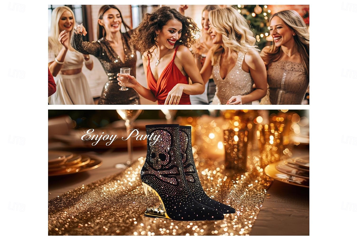 bottines noires à tête de mort pour femmes avec ornements en strass et talons découpés dorés – talons audacieux pour la mode gothique et les fêtes de 2025 ? $129.99 –P4