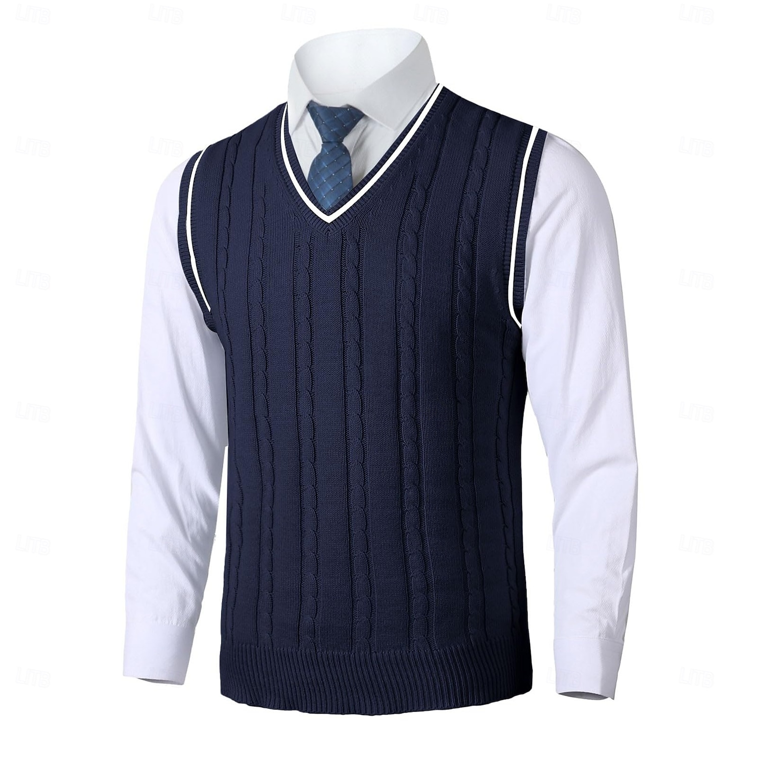 Herren Pullunder Pullover Kleid Pullover Strickpullover Gerippt Gedrehtes Stricken Standard Strick Glatt V Ausschnitt warm halten Moderne zeitgenössische Freizeitskleidung Ausgehen Bekleidung Herbst 2025 - $25.99 –P6