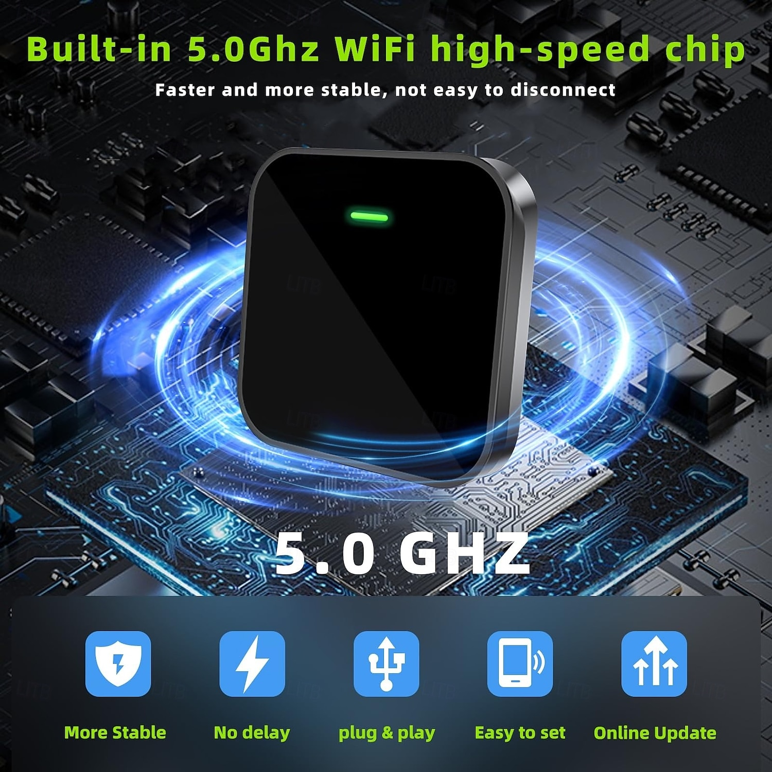 Adaptador inalámbrico CarPlay para iPhone Adaptador inalámbrico Apple CarPlay Convierte el dongle CarPlay cableado en inalámbrico &Reproducir wifi con conexión rápida automática para coches 2025 - $65.99 –P3