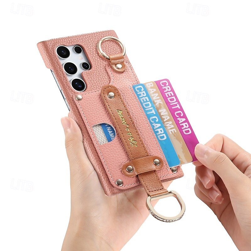 telefon Kılıf Na S24 Ultra S24 Plus S24 S23 S23 Ultra S23 Plus S22 S22 Ultra S22 Plus S21 Ultra Osłona tylna Z podpórką z paskiem na nadgarstek Gniazdo karty Retro TPU Skóra PU 2025 - $18.99 –P9