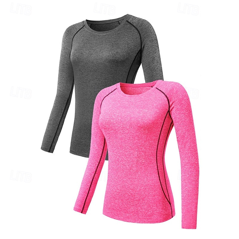 Damskie Koszulka kompresyjna Sportowa koszula Koszulka gimnastyczna Koszula fitness Długi rękaw Tee Tshirt Codzienny Athleisure Jesień Solidne kolory Szybkie wysychanie Miękka Oddychający Trening w 2025 - $18.99 –P1