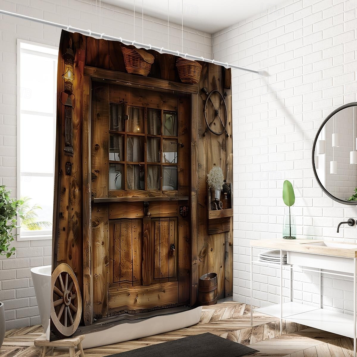 Sprchový závěs s háčky 180cm*180cm (70"*70") polyester pratelné voděodolné vzor retro vintage pro dekoraci koupelny a vany 2025 - $25.99 –P3