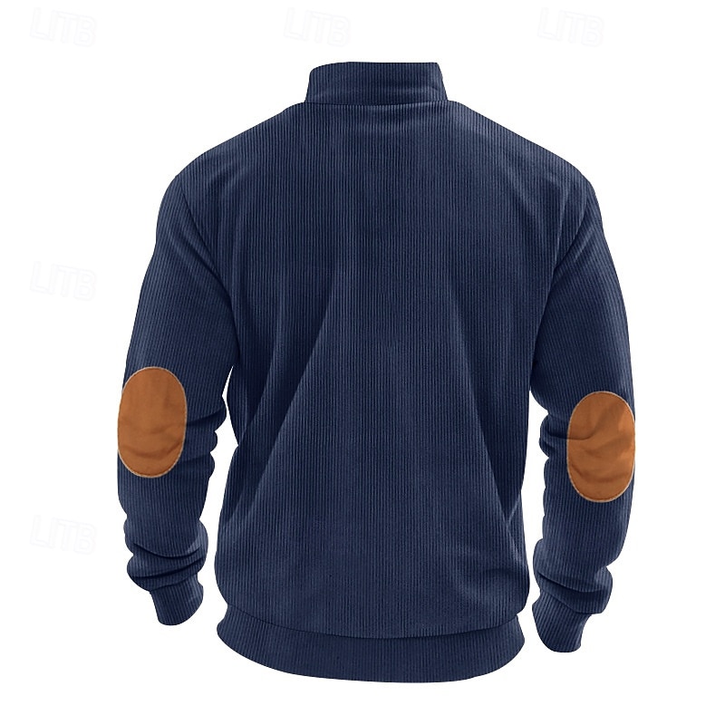 Homme Sweat-shirt Sweat-shirt quart de fermeture éclair Abricot Noir Vert Véronèse bleu marine Gris Demi-zip Bloc de Couleur Patchwork A côtes Texturé Sport & Loisir Quotidien Fête Polyester Velours de 2025 ? $23.99 –P9