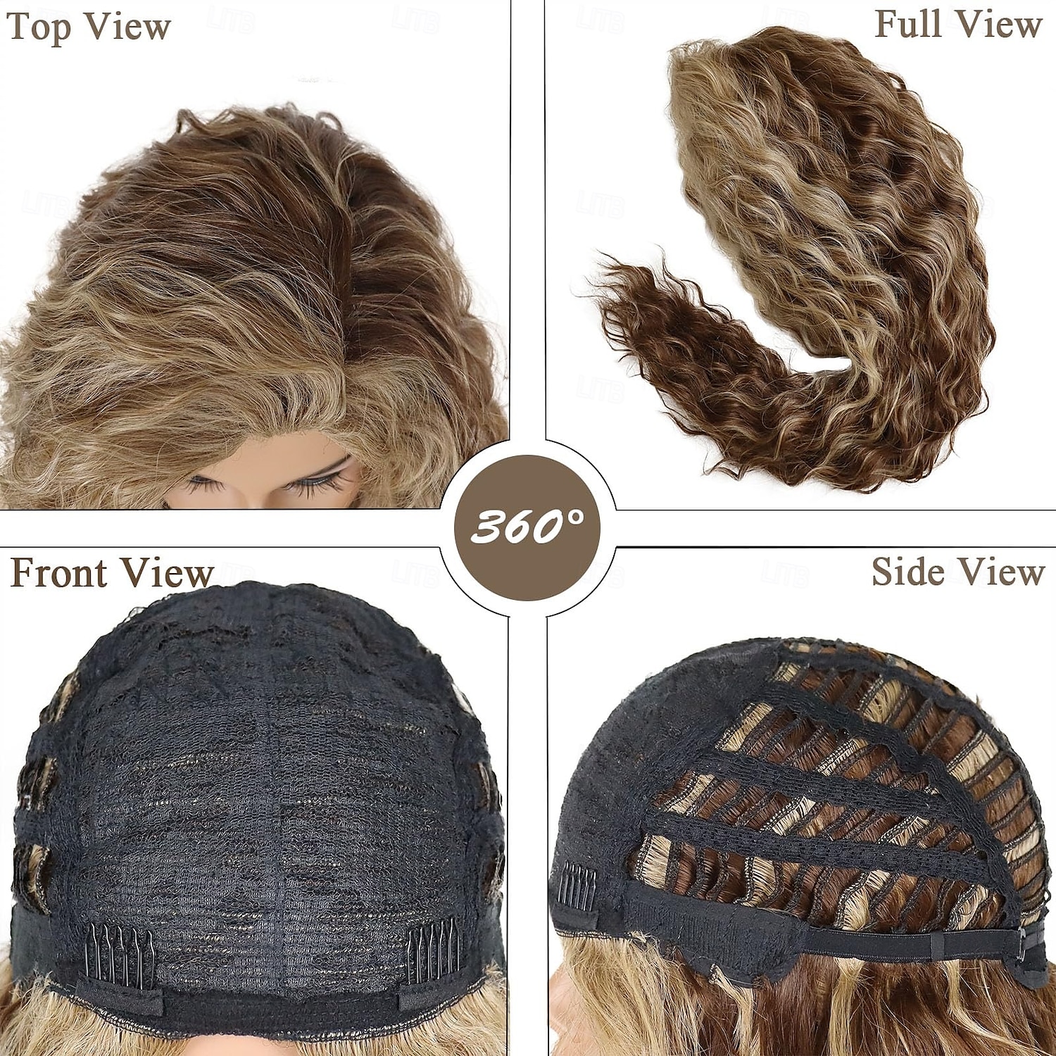 Wig Long Wavy Curly Wigs for Women with Highlight Bangs Free Part Root Fluffy Synthetic Costume Party Carnival Wig 2025 - $19.99 –P8