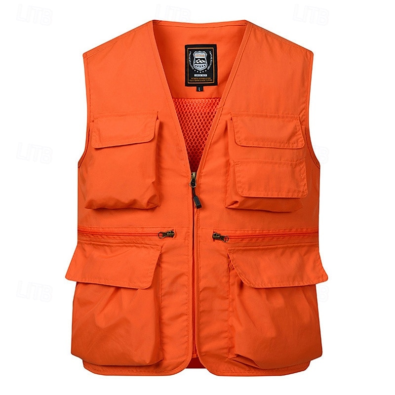 Herr Väst Gilet Fiskeväst Vandringsväst Dagligen Datum Semester Mode Ledigt Vår & sommar Ficka Nylon Andningsfunktion Bekväm Slät Dragkedja V-hals Normal Svart Rubinrött Marinblå Kungsblå Väst 2025 - $35.99 –P7
