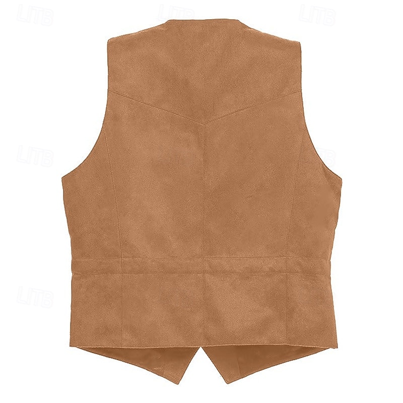 Retro Vintage Vest Waistcoat West Cowboy Solid Color V Neck Fancy Dress Men's Bachelorette Party Adults' Vest 2026 - $34.99 –P10