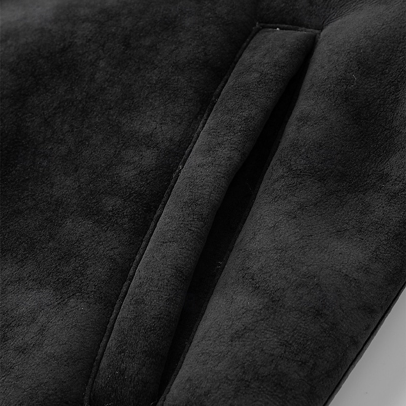 Herr Imitationsläderjacka Fleece-jacka Sherpajacka Bikerjacka Semester Dagligen Vindtät Håller värmen Ficka Fleece Höst vinter Slät Mode Klassisk Kavajslag Normal Imitationsläder Svart Vit Brun Jacka 2025 - $102.99 –P2