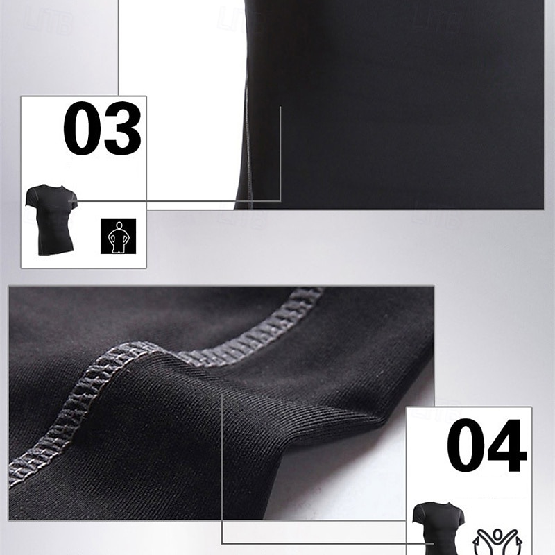 Per uomo T-shirt Compressione Maglia Atletica Maglia da palestra Camicia fitness Manica corta Maglietta Informale Athleisure Traspirante Asciugatura rapida Compressione Allenamento in palestra Corsa del 2025 a $8.99 –P2