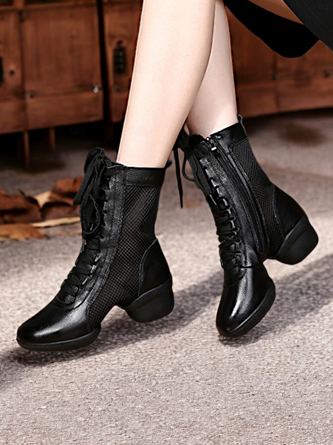 Women's Red Lace-Up Dance Boots with Mesh Panels and Low Heel, Ideal for Jazz, Ballroom, and Latin Dance Performances 2025 - $42.99 –P3