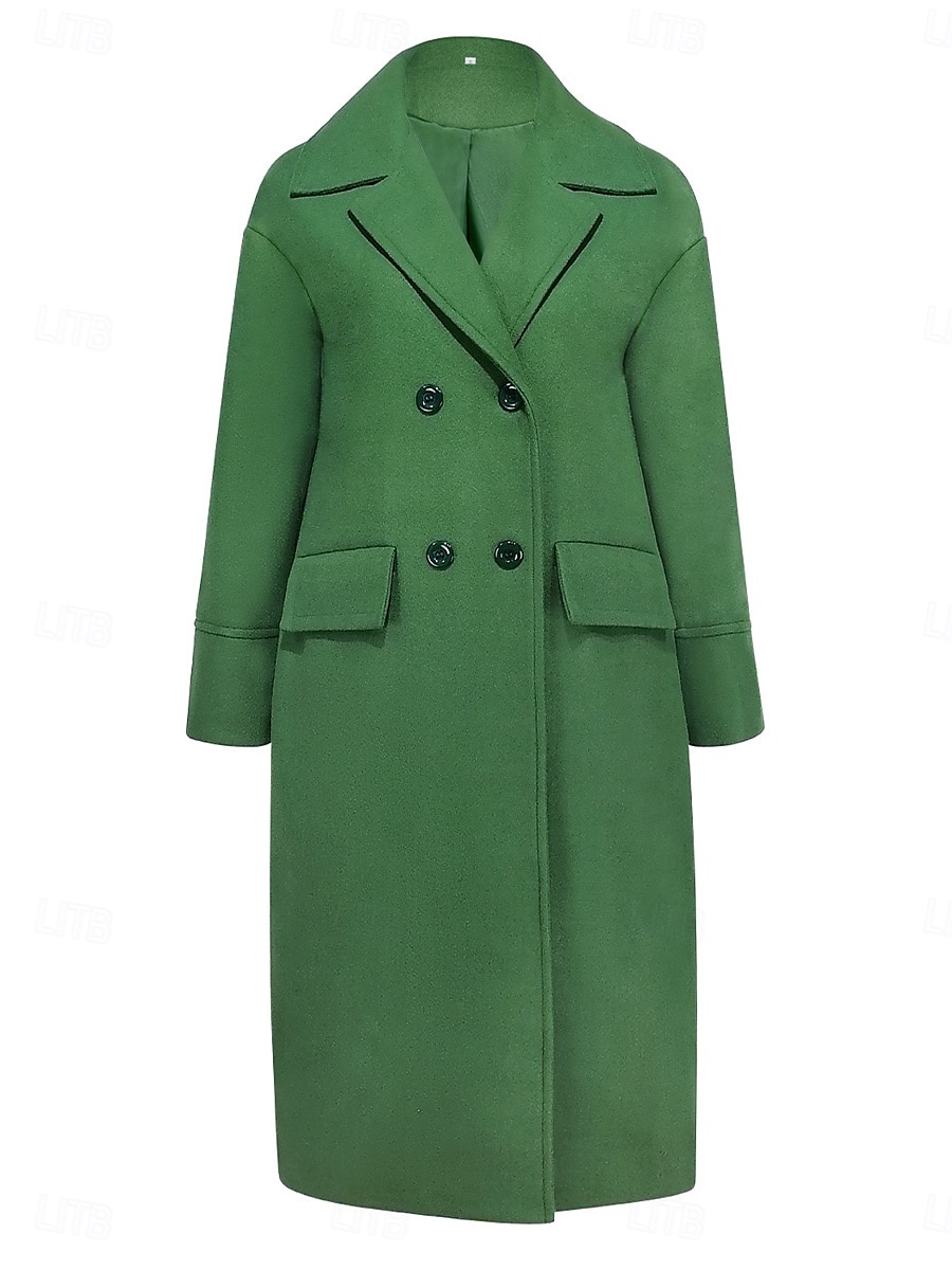 Damen Wintermantel Mantel Umhang / Umhänge Windundurchlässig warm halten Tasche Brautkleider schlicht Streetstyle Glatt Urlaub Arbeit Strasse Freizeitskleidung Einreihiger Verschluss Umlegekragen 2025 - $73.99 –P2