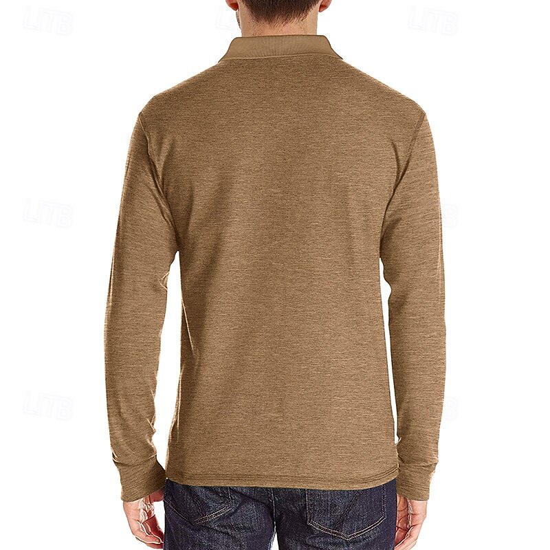 Herr POLO Shirt Golftröja Ledigt Sport Kavajslag Långärmad Mode Grundläggande Ensfärgat Knapp Vår & Höst Normal Ljusblå Militärgrön Mörkgrå Sjöblå Retroröd Aprikos POLO Shirt 2025 - $22.99 –P7