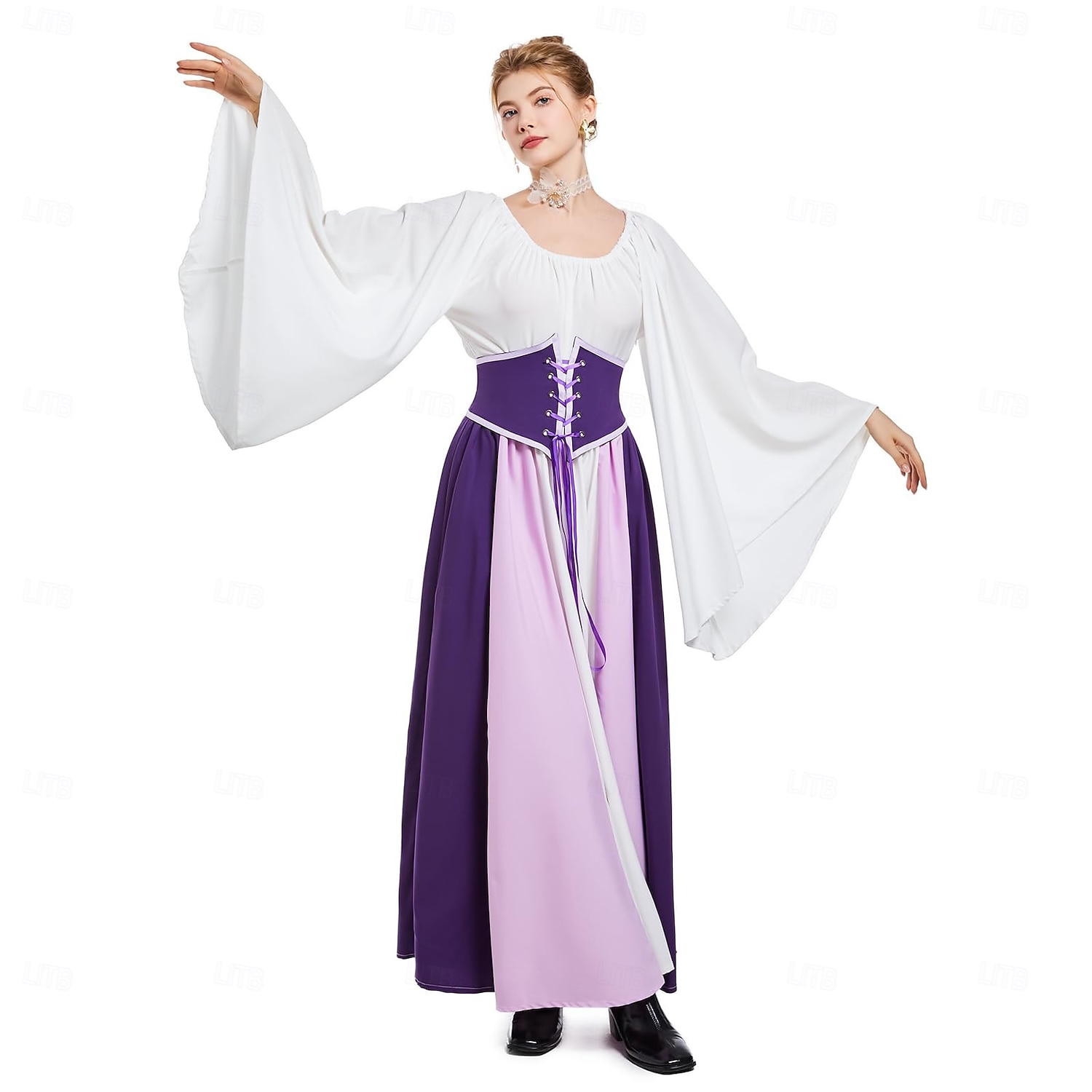 Retro Středověké Renesanční Šaty Šaty inspirované Regency Ren Faire Elf Viking Elfí Dámské Keltské Pirát Fantazie předvečer Všech svatých Karneval Plesová maškaráda Párty LARP Ren Faire Dospělé Šaty 2025 - $46.99 –P12
