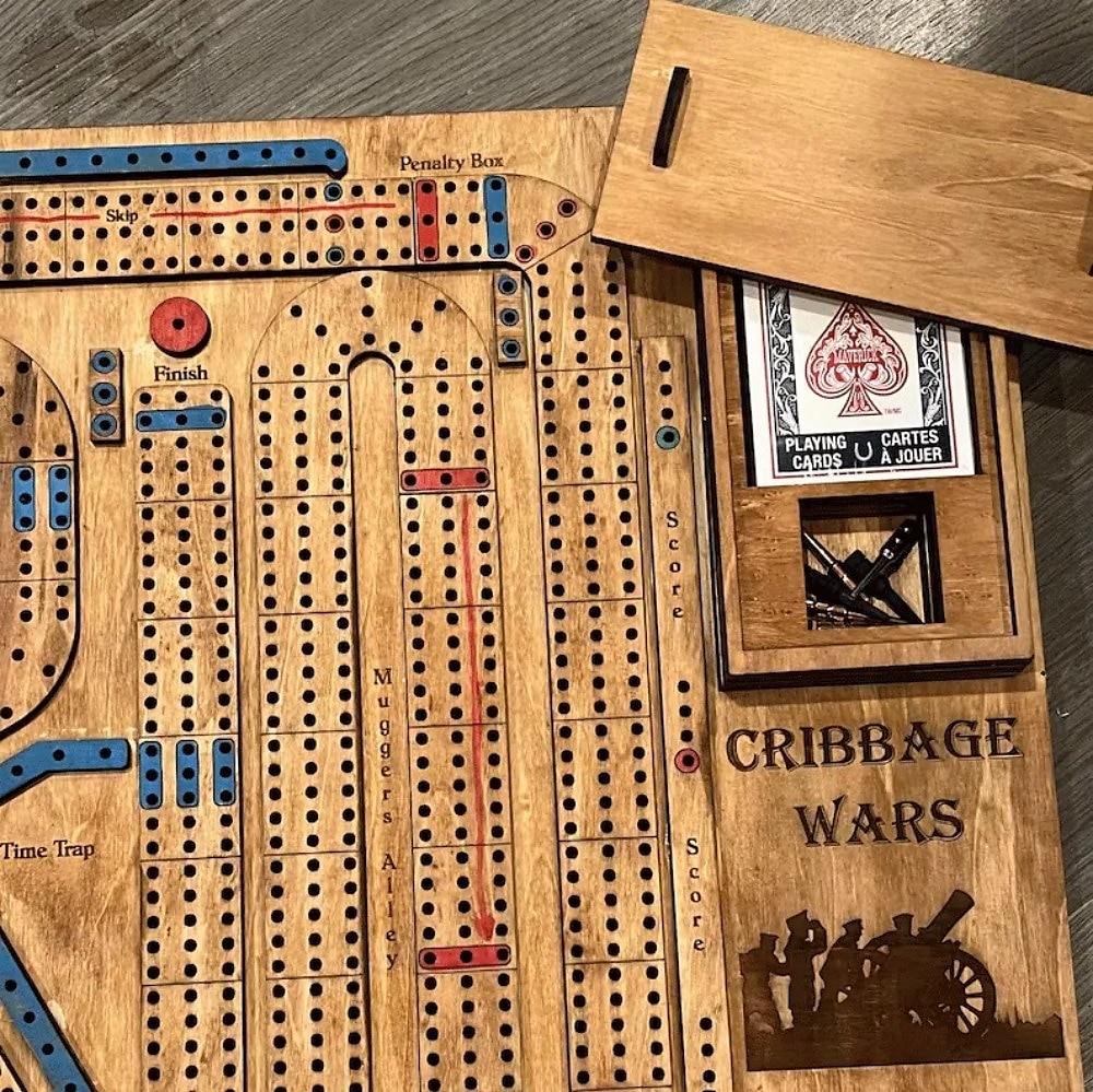 настольная игра cribbage wars 2024 новый деревянный набор cribbage с забавными поворотами, временными искажениями &ловушки традиционная семейная игра с местом для хранения карт и колышков 2025 - $23.99 –P5
