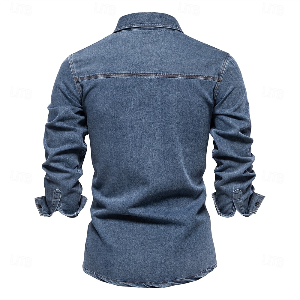 Per uomo Camicia Camicia button-down Camicia casual Camicia con Bottoni Blu marino Blu Manica Lunga Tinta unica Collo ripiegato Colletto a Camicia All'aperto Lavoro Tasca Abbigliamento Neutro del 2025 a €18.99 –P6