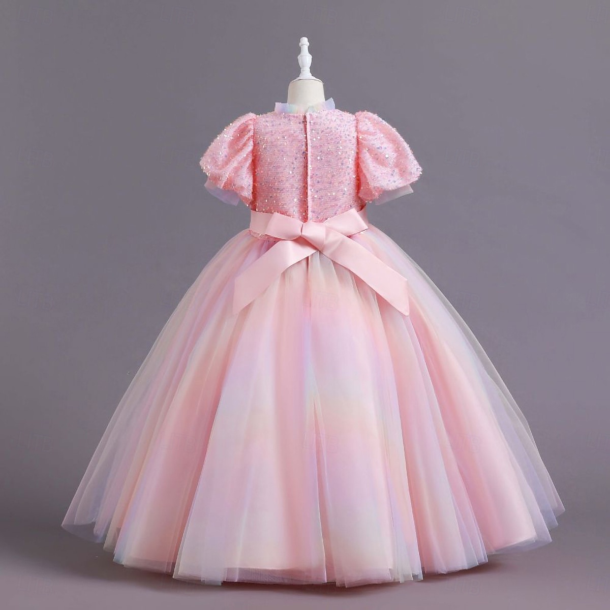 Niños Chica Vestido de Fiesta Color sólido Manga Corta Ocasión especial Princesa Poliéster Vestido de Fiesta Verano Primavera 2-12 años 4 años + Champaña Rosa Azul Piscina 2025 - $39.99 –P5