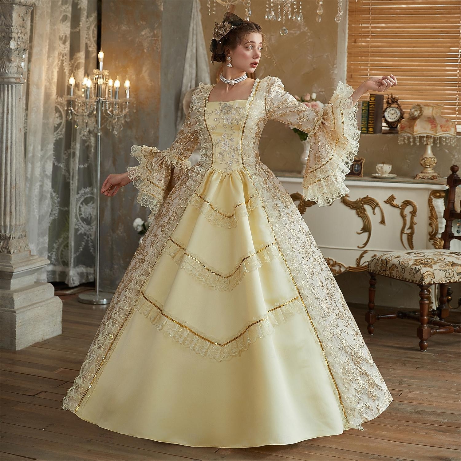 Rococo Victorian Vintage Inspired Dress Party Costume Prom Dress Princess Shakespeare Solid Color Ball Gown Fancy Dress Women's Christmas Halloween Carnival Evening Party Party Masquerade Adults' 2026 - $191.99 –P2