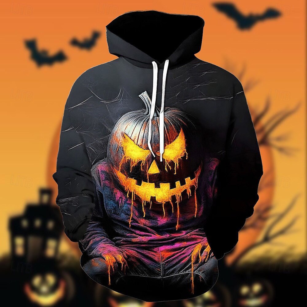 Víspera de Todos los Santos Calabaza Sudadera Pullover Víspera de Todos los Santos 3D Bolsillo delantero Gráfico Para Pareja Hombre Mujer Adulto Víspera de Todos los Santos Carnaval Mascarada 2025 - $29.99 –P1