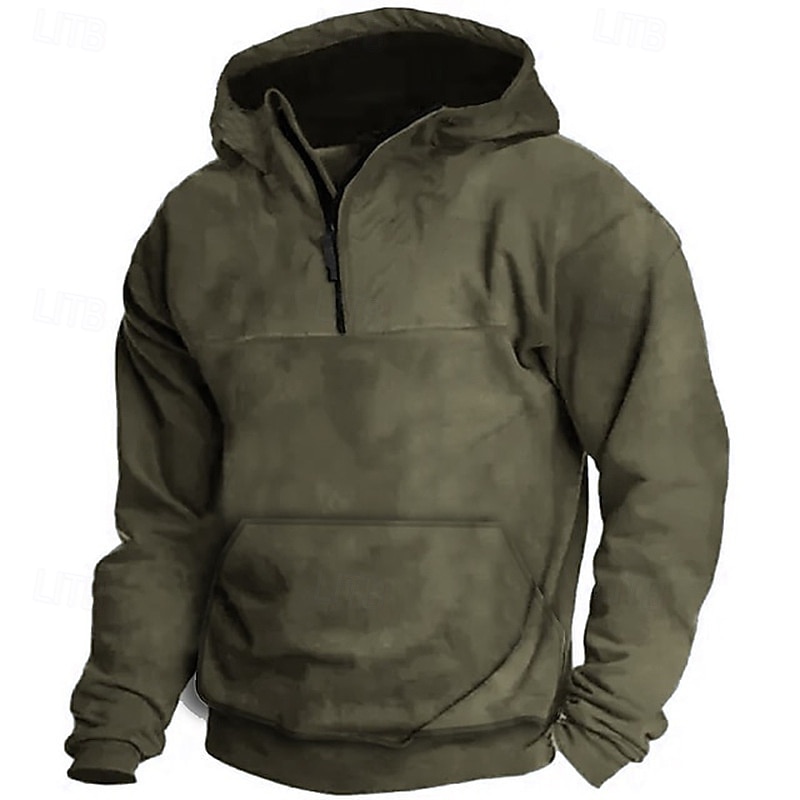 Pánské Kapuce Mikina se zipem na čtvrtletí Černá Armádní zelená Námořnická modř Khaki Světle šedá Kapuce Bez vzoru Přední kapsa Sporty a outdoor Denní Dovolená Polyester Šik ven Základní Na běžn 2025 - $41.99 –P4