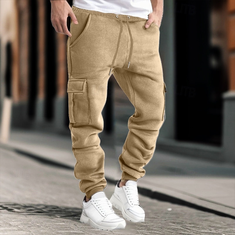 Homens Calças Cargo Calças Calça de moletom cargo Cintura elástica Bolso multi Punho com Elástico Tecido Vestível Ao ar livre Diário Acampar e Caminhar Moda Clássico Preto Amarelo de 2025 por $25.99 –P12